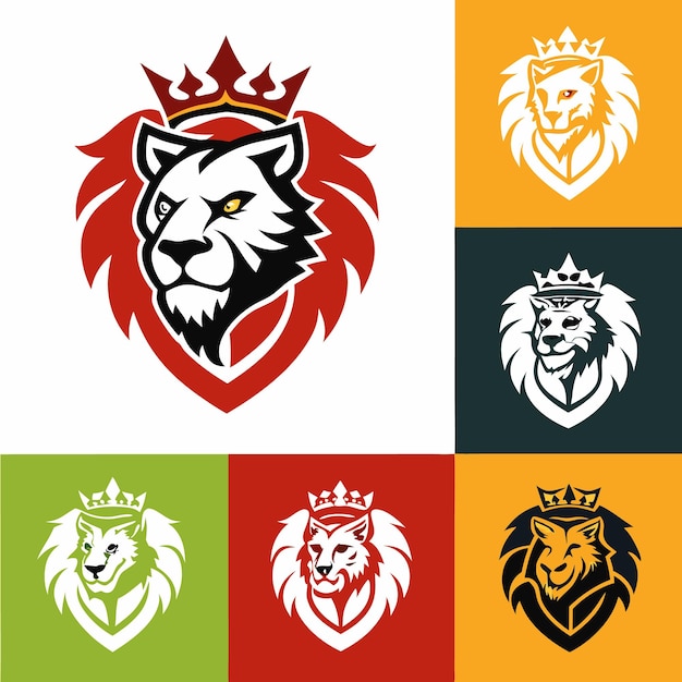 Lion Head Logo with Crown