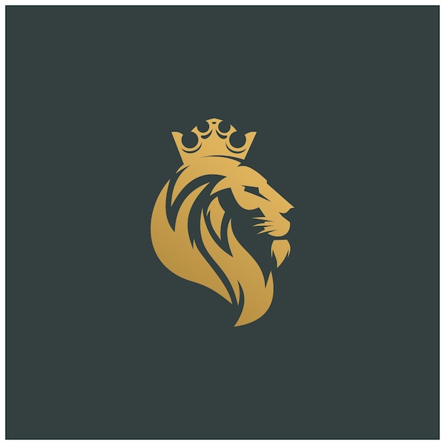 The lion head logo with an elegant crown and modern shape is suitable for various media