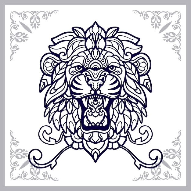 Lion head mandala arts isolated on white background