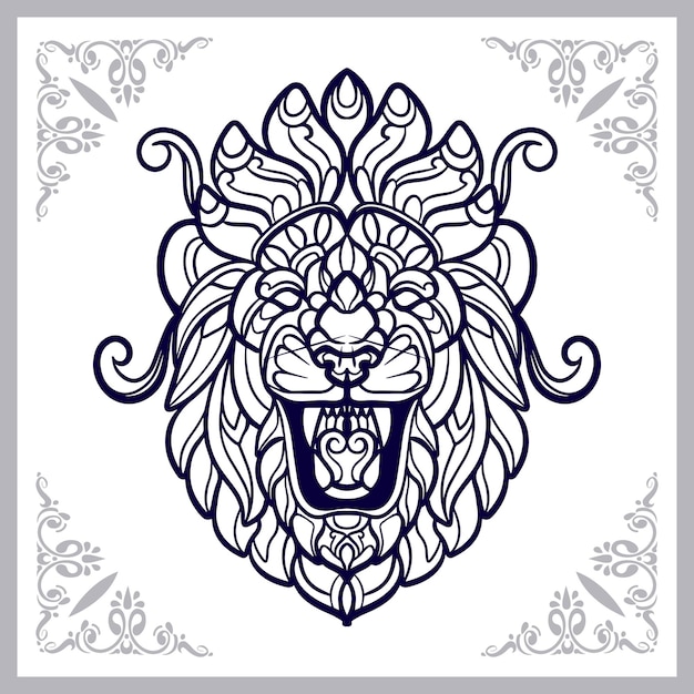 Lion head mandala arts isolated on white background