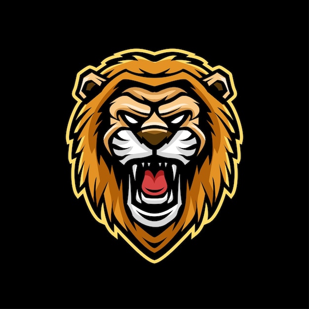 Lion Head Mascot Cartoon Illustration