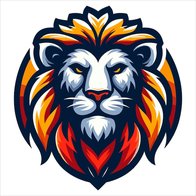 Lion head mascot colorful logo design