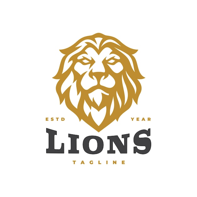 Lion head mascot logo design. Lion vector illustration