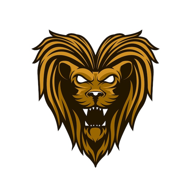 Lion Head Mascot Logo Emblem Flat