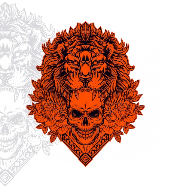 Lion head outline illustration, lion head vector