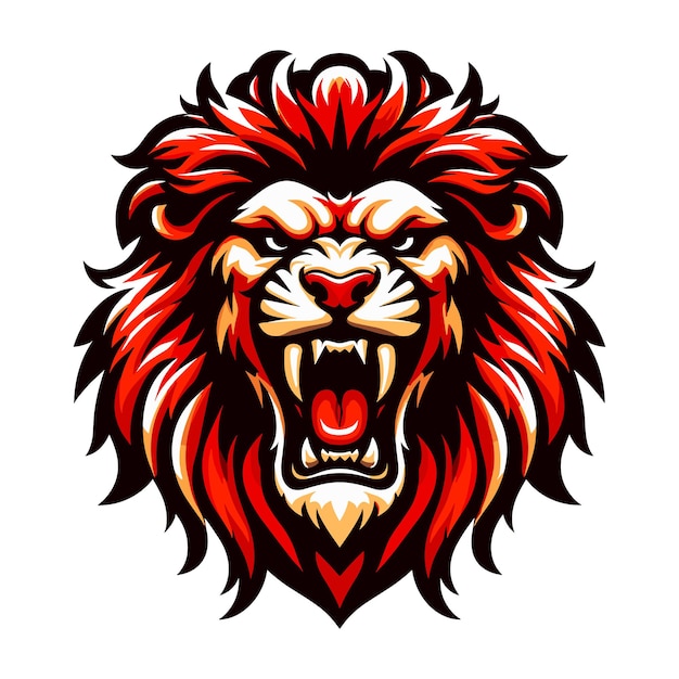 Lion Head Roaring Logo mascot vector illustration emblem design isolated on white background