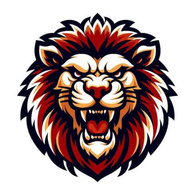 Lion Head Roaring Logo mascot vector illustration emblem design isolated on white background