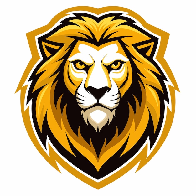 Lion head in shield graphic design