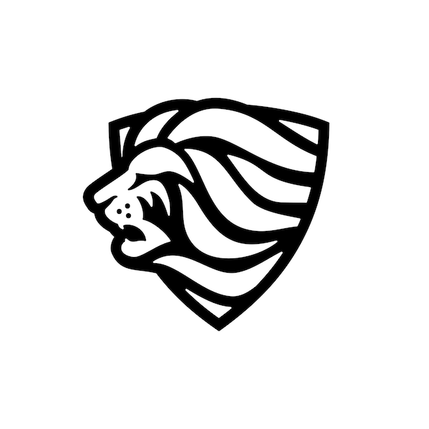 Lion head shield logo vector icon illustration