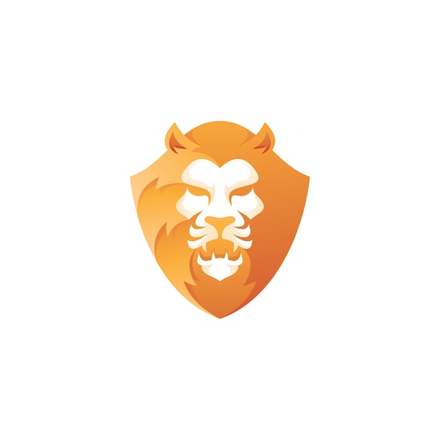 Lion Head and Shield Mascot Logo