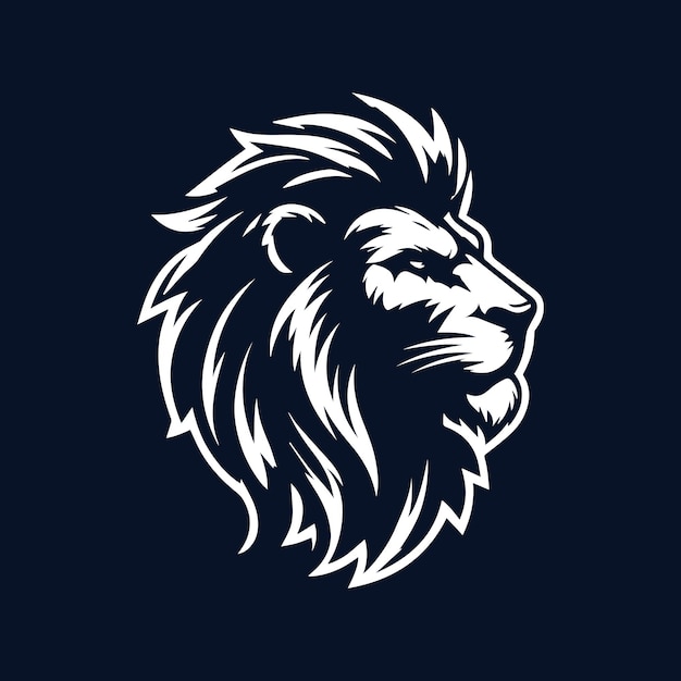 Lion head vector illustration on dark background Lion head mascot