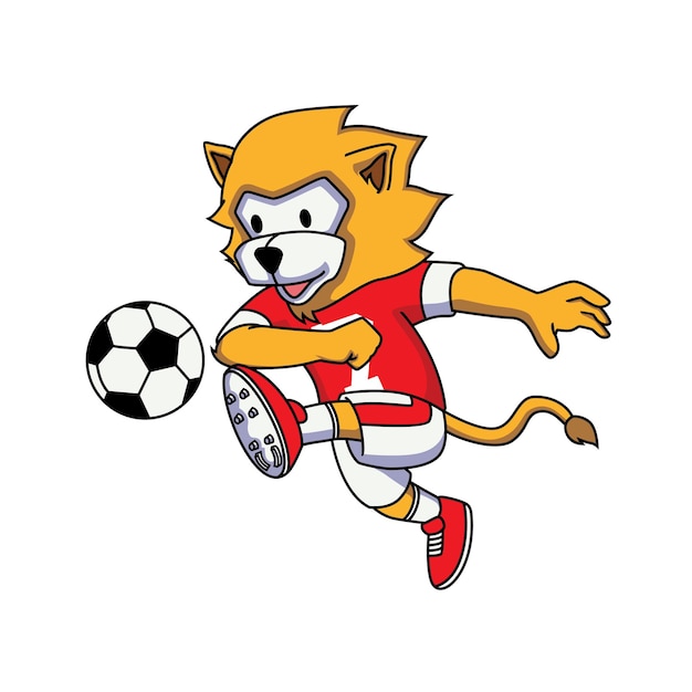 lion illustration design playing football