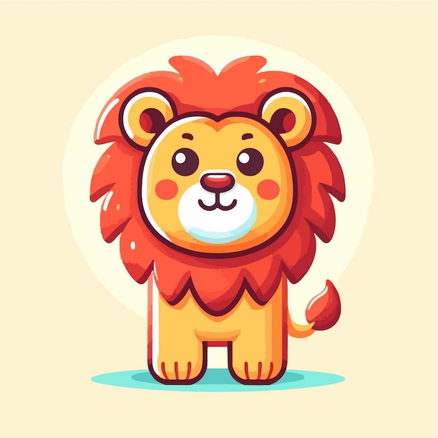 Lion is standing happy cartoon vector icon illustration animal nature icon concept isolated