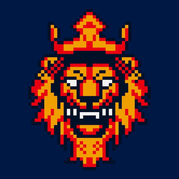 Lion King Head Pixel Art Design