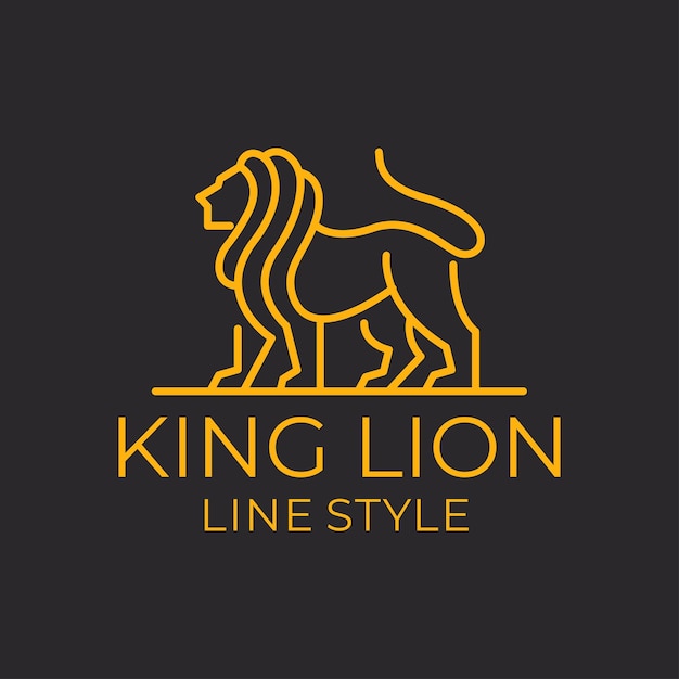 Lion King Line Art Luxury Logo Template