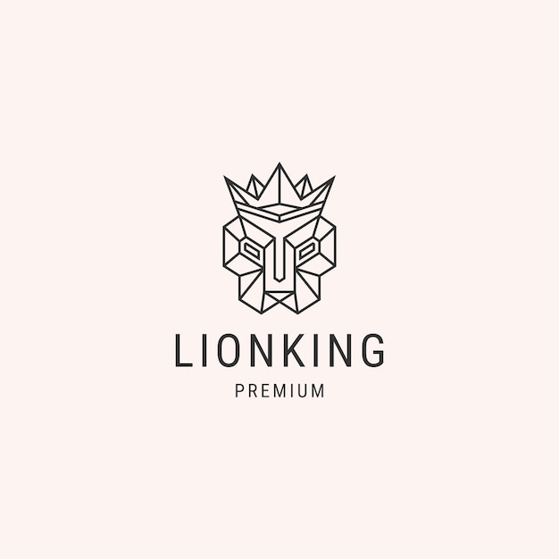 Vector lion king line logo template