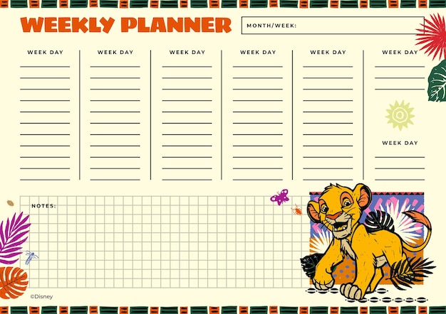 The Lion King Weekly Planner