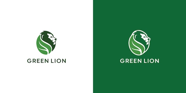 Lion and leaf logo design Premium Vector