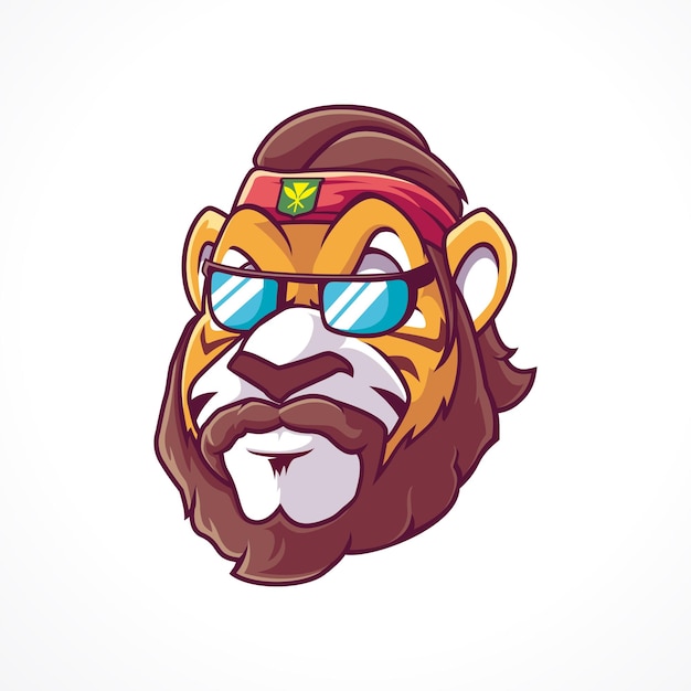 Lion Leo Glasses Head Mascot Cartoon