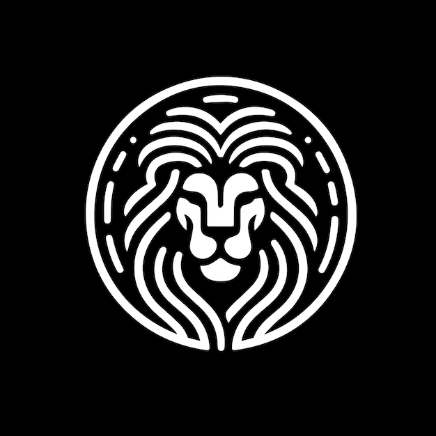 Vector lion line art logo flat vector