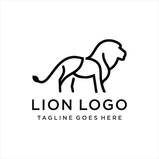 lion line drawing logo icon label Decorative elements in trendy line style