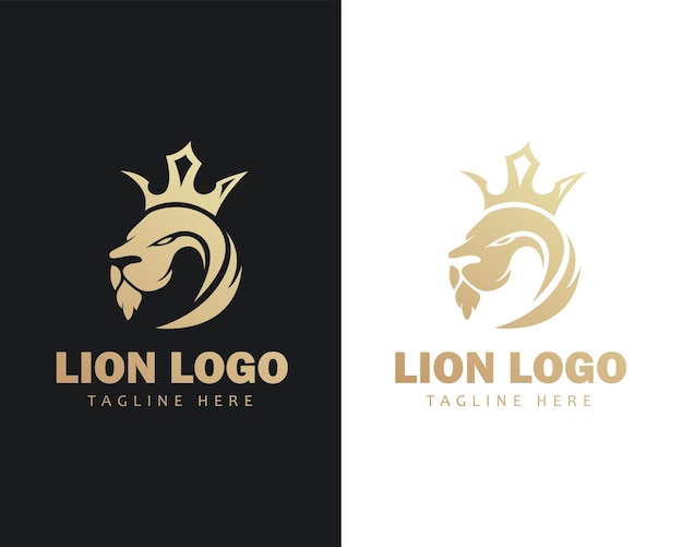 Lion logo creative head vector king crown elegant gold sign symbol animal