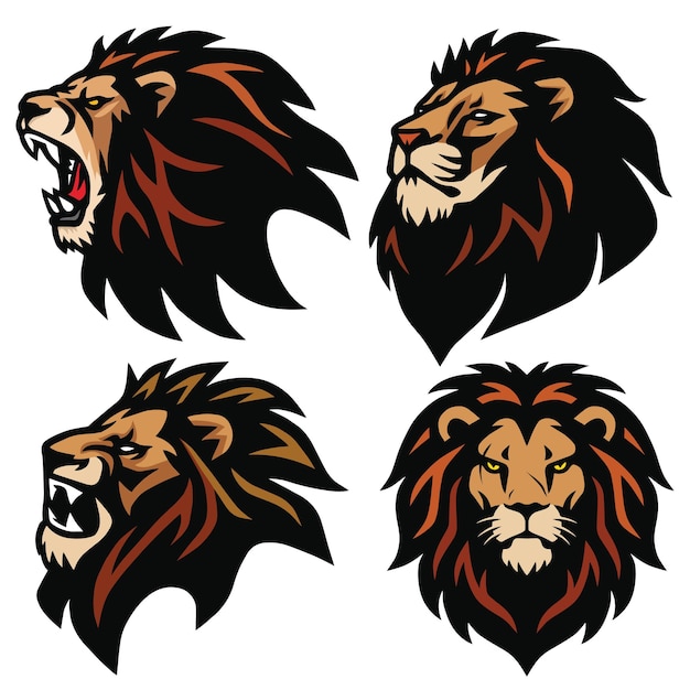 Lion Logo Design Set Vector Esport Sports Mascot Illustration Template Icon Collection