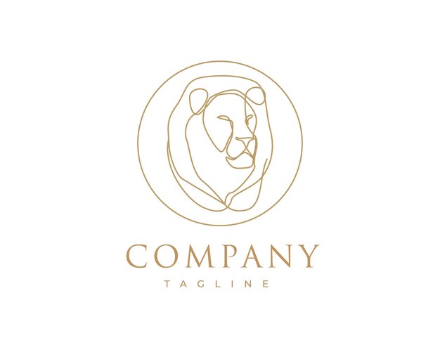 Lion Logo Head Line Art Outline Animal Design Template Vector for Brand Branding Company Business