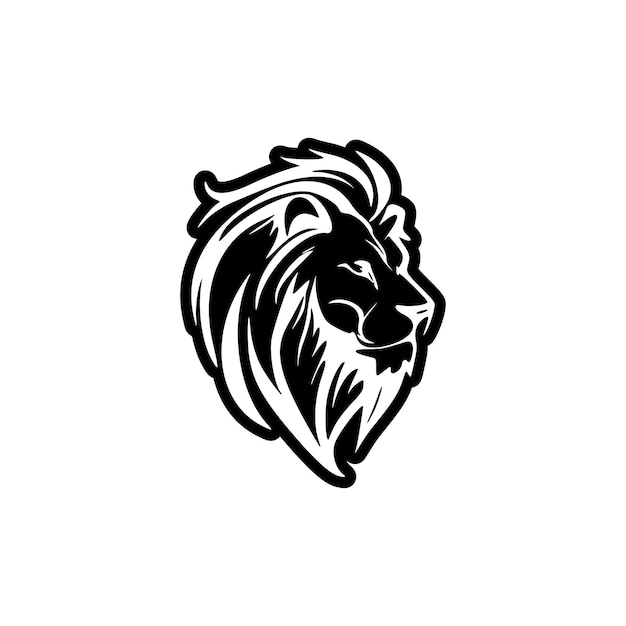 Lion logo rendered in black white with a basic vector design