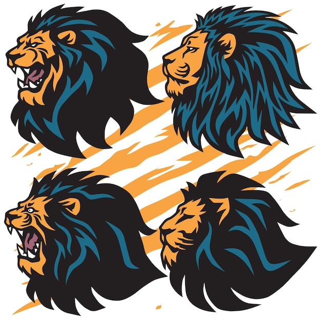 Lion Logo Set Collection Premium Design Vector Esports Sport Mascot Illustration Icon Cartoon Pack