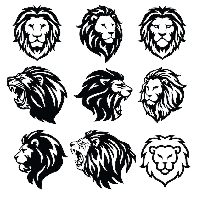 Lion Logo Set Premium Design Collection Vector Illustration