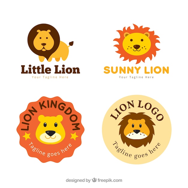 Lion logos, cute style