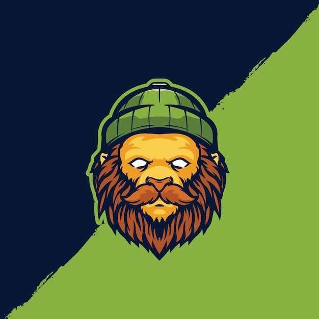 Lion lumberjack character Logo template