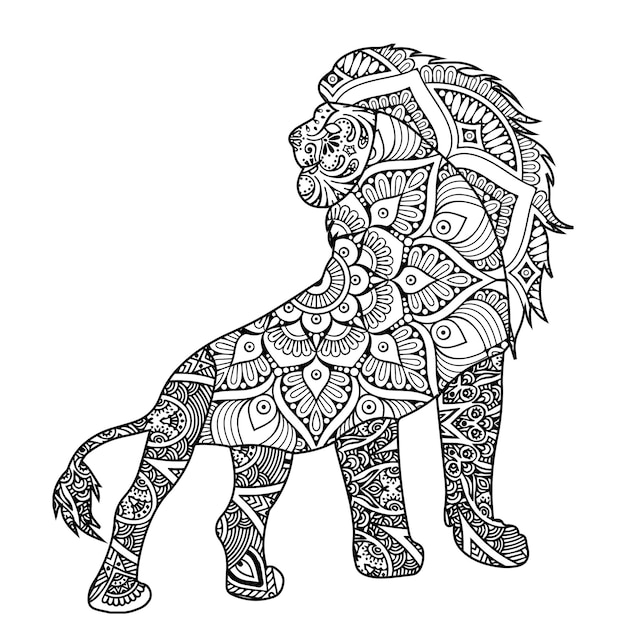 Lion Mandala Coloring Page for kids