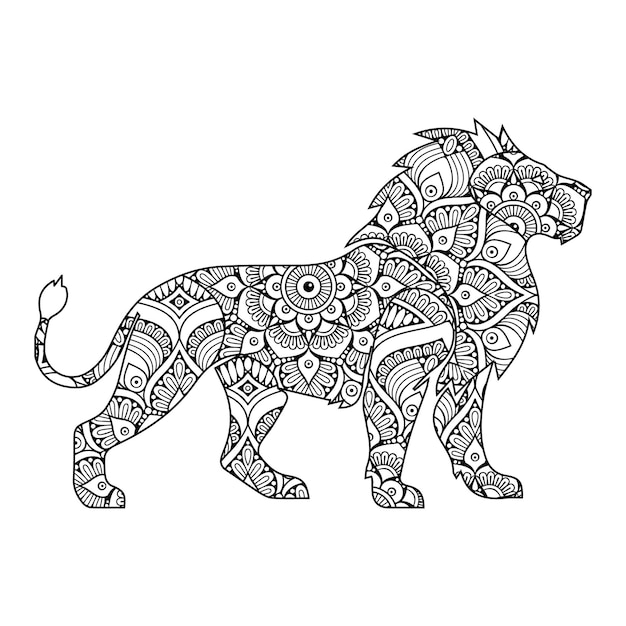 Lion Mandala Coloring Page for kids