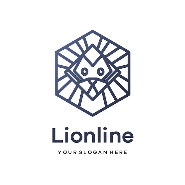 Vector lion monoline style minimalist logo template