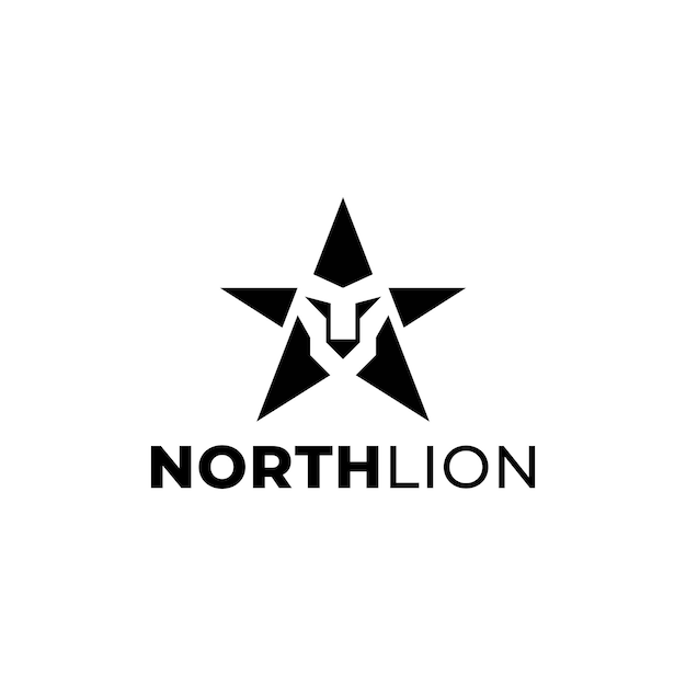 lion north star logo vector icon illustration. modern style