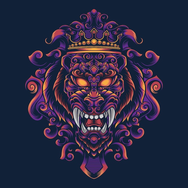 Lion ornament vector design illustration for t-shirt