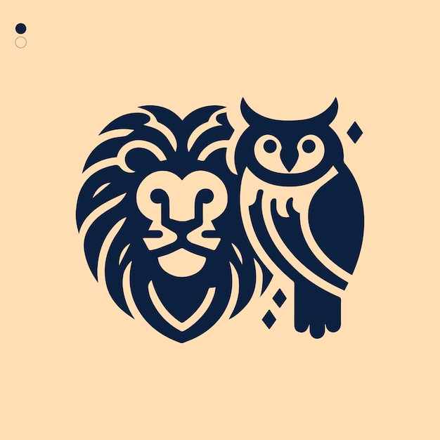 Lion Owl Head Logo Design style