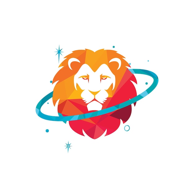 Lion planet vector logo design template