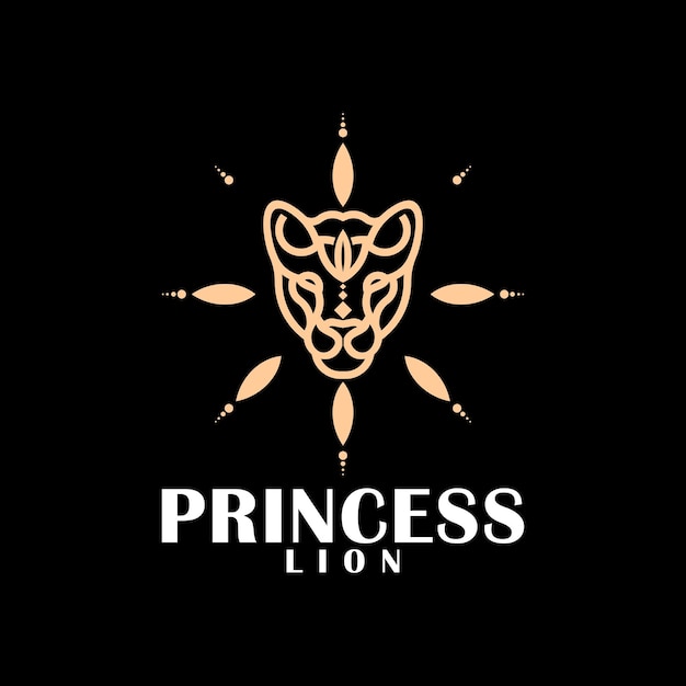 Lion princess head line logo