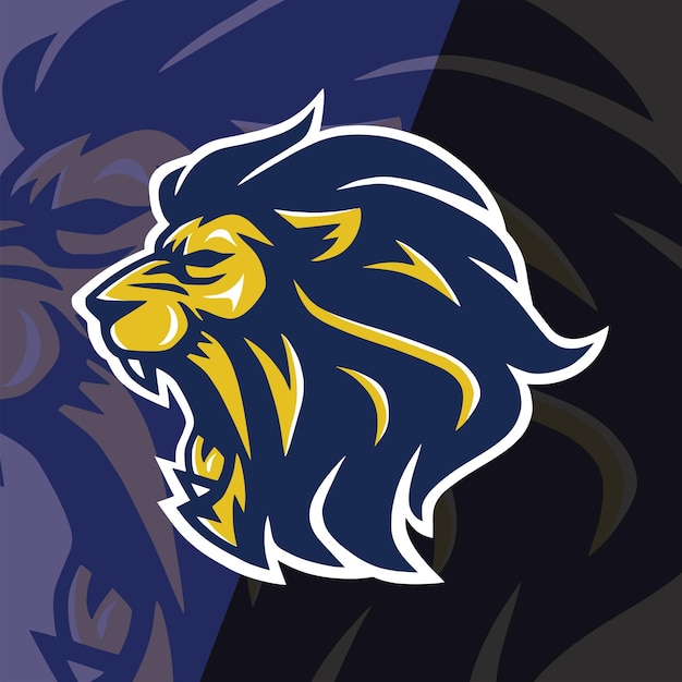 Lion Roaring Head Logo Esports Sport Mascot Design Template Vector Icon