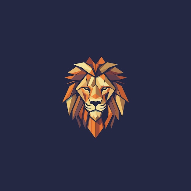 A lion's head on a dark blue background