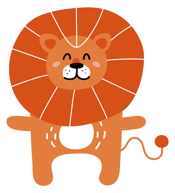 Lion in scandinavian style Cute animal for baby print design