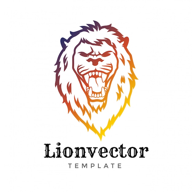 Lion shield logo design template. Lion head logo. Element for the brand identity, vector illustration