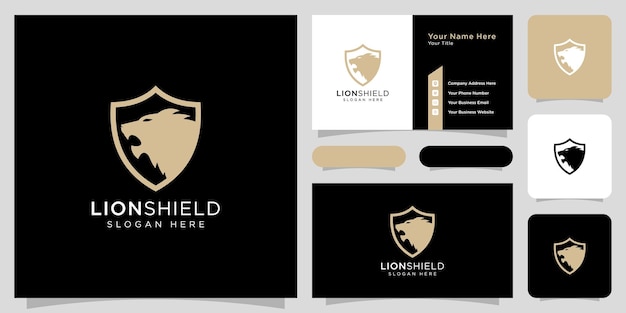 Lion shield logo vector design