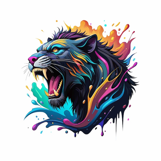 Lion Splash Color Mascot Logo