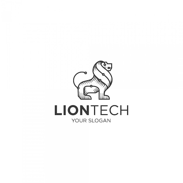 lion tech outline logo