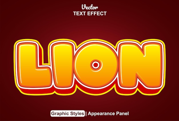 Lion text effect with graphic style and editable