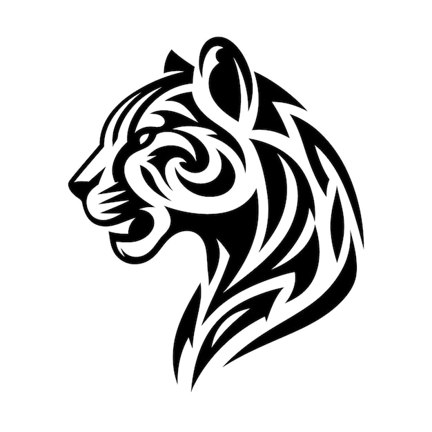 lion tiger cheetah panther modern tribal tattoo abstract line art of animals contour Vector